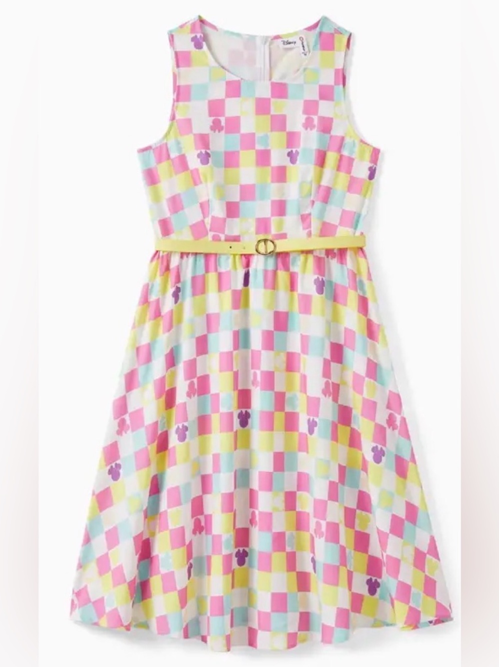 Disney Minnie Pastel Checkered Mickey Print Dress